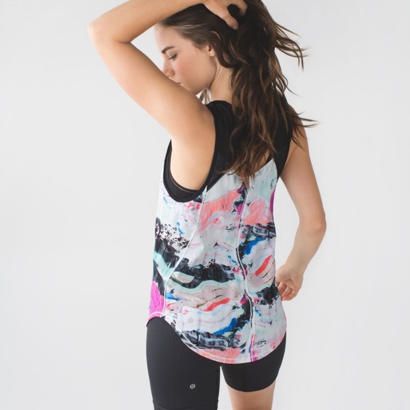 Lululemon Sculpt Tank Pigment Wave Multi / Black Top - Picture 1 of 9